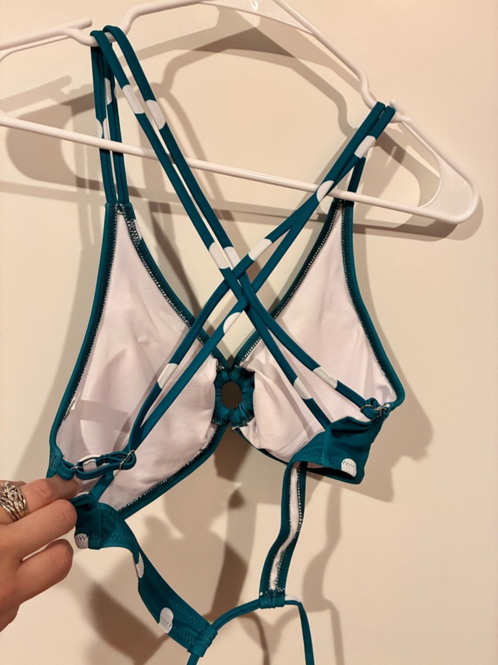 Cupshe Teal Polka Dot Ring-Front Bikini Set - Picture 2 of 4